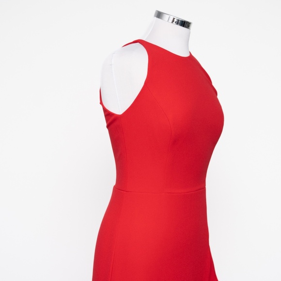 Betsy & Adam Arielle Scuba Crepe Ruffle Slit Gown - Picture 5 of 11